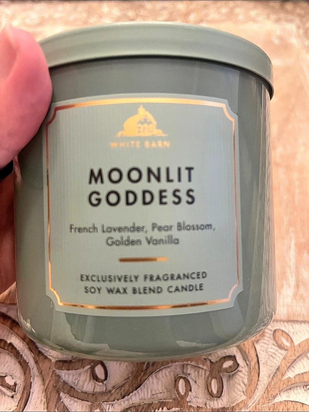 White Barn Moonlit Goddess 3-Wick Soy Wax Candle in Green NWT